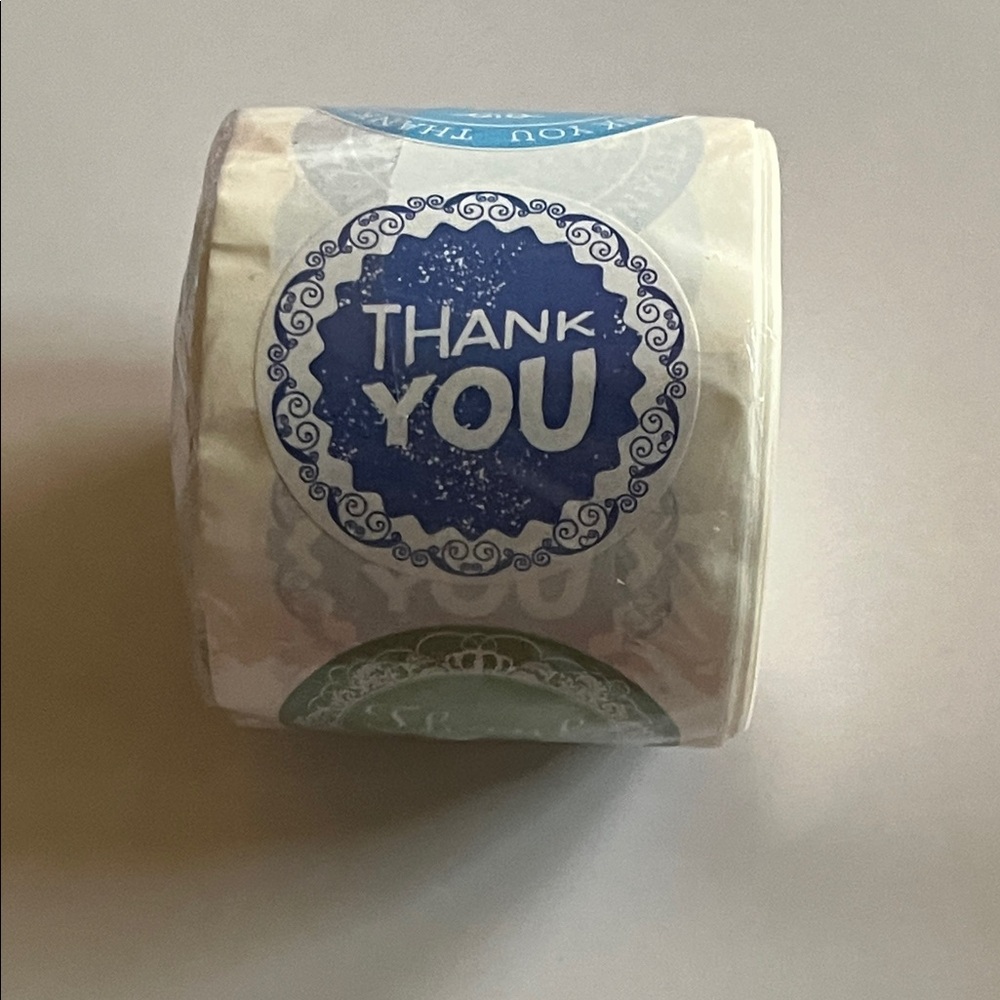 Thank You Sticker Roll - Blue and White Shipping Supplies Sweet Gestures